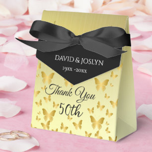 Elegant Gold Butterflies 50th Wedding Anniversary Favour Box