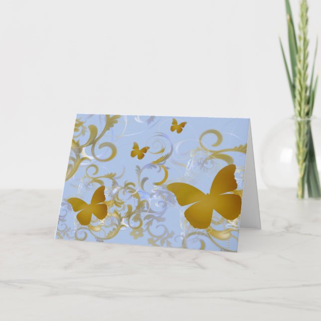 Elegant Gold Butterflies Card (Front)