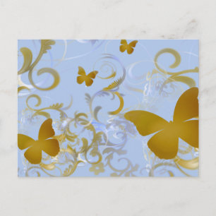 Elegant Gold Butterflies Postcard