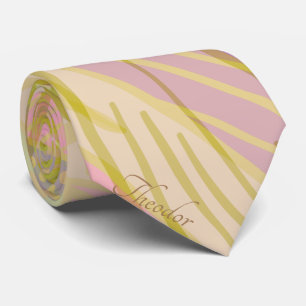 Elegant Gold Butterfly Pink Violet Pattern Tie