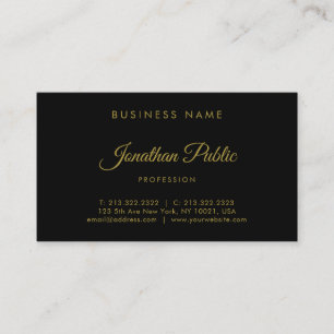 Elegant Gold Calligraphed Script Professional Business Card