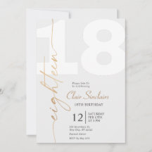Elegant Gold Calligraphy 18th Birthday Party