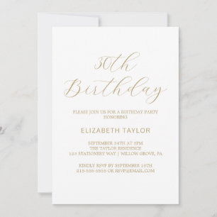 Elegant Gold Calligraphy 30th Birthday Invitation