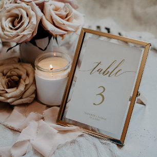Elegant Gold Calligraphy 5x7" Wedding Table Number