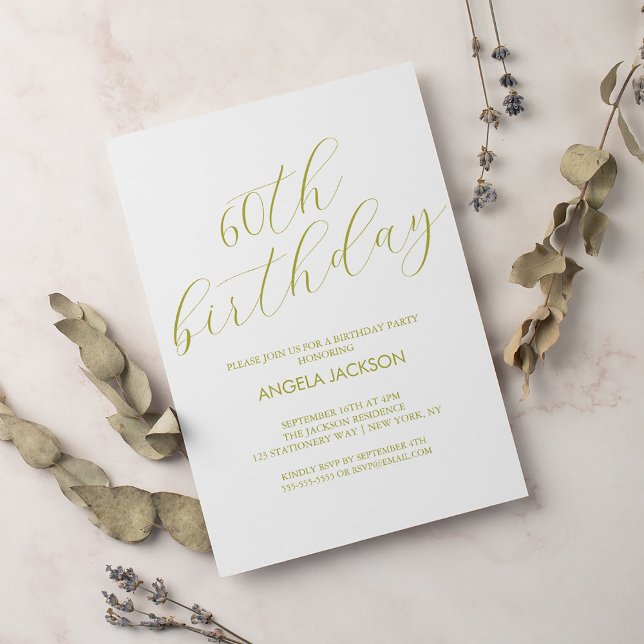 Elegant Gold Calligraphy 60th Birthday Invitation (Creator Uploaded)