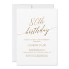 Elegant Gold Calligraphy 80th Birthday