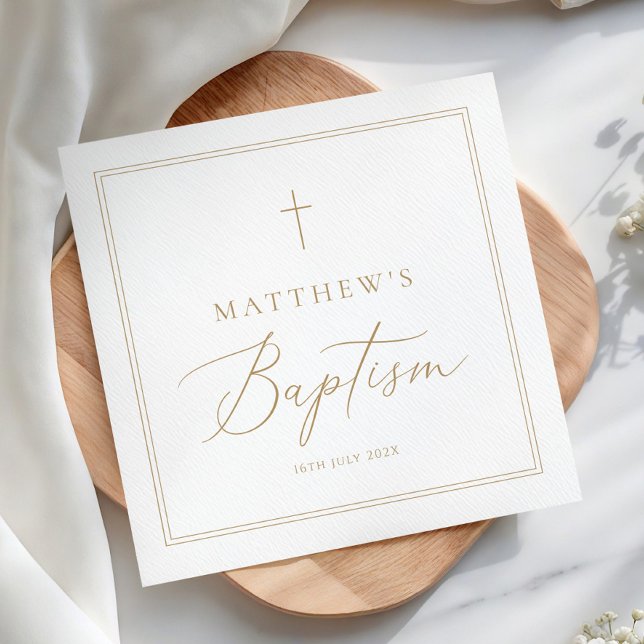 Elegant Gold Calligraphy Baptism Napkin (Creator Uploaded)