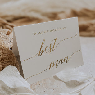 Elegant Gold Calligraphy Best Man Thank You Card