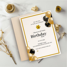 Elegant Gold Calligraphy Birthday  Invitation