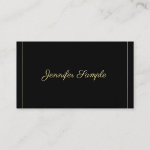 Elegant Gold Calligraphy Black Trendy Plain Luxury Business Card