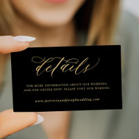 Elegant gold calligraphy black wedding details
