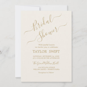 Elegant Gold Calligraphy Bridal Shower Invitation