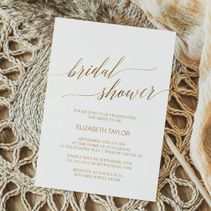 Elegant Gold Calligraphy Bridal Shower Invitation