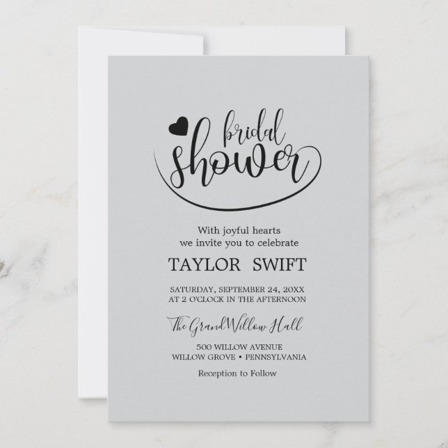 Elegant Gold Calligraphy Bridal Shower Invitation (Front)