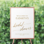Elegant Gold Calligraphy Bridal Shower Welcome Poster<br><div class="desc">This elegant gold calligraphy bridal shower welcome poster is perfect for a simple wedding shower. The neutral design features a minimalist sign decorated with romantic and whimsical faux gold foil typography. Customise the poster with the name of the bride-to-be,  and the date and location of the shower.</div>