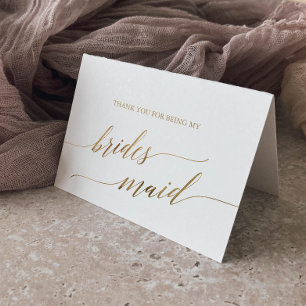 Elegant Gold Calligraphy Bridesmaid Thank You Card