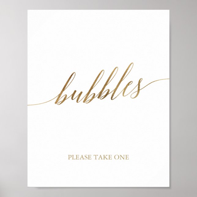 Elegant Gold Calligraphy Bubbles Sign (Front)
