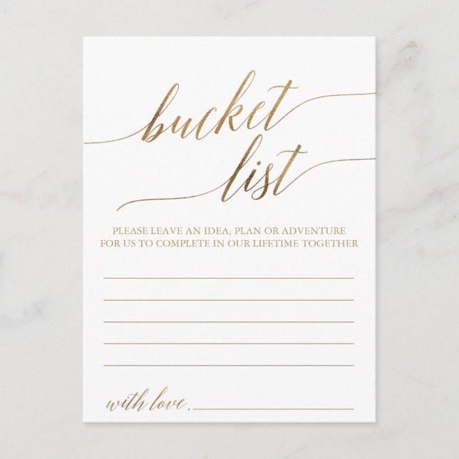 Elegant Gold Calligraphy Bucket List Cards (Front)