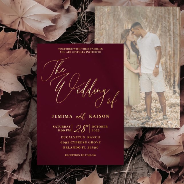 Elegant Gold Calligraphy Burgundy Wedding (Creator Uploaded)