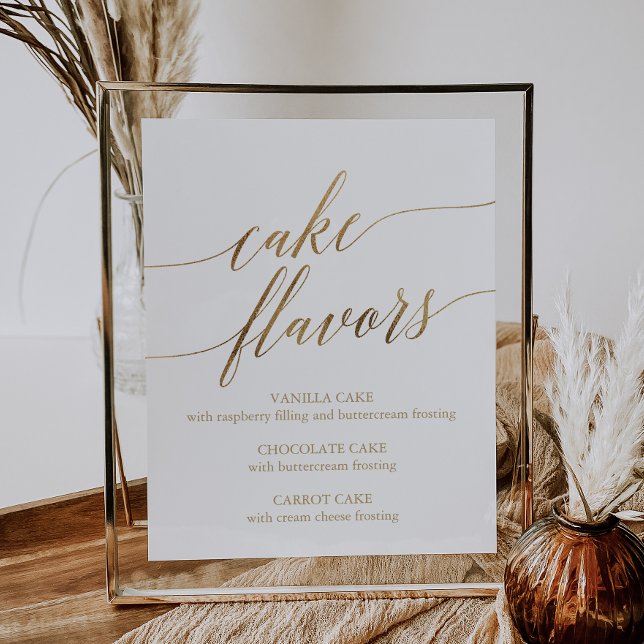 Elegant Gold Calligraphy Cake Flavours Sign (Creator Uploaded)