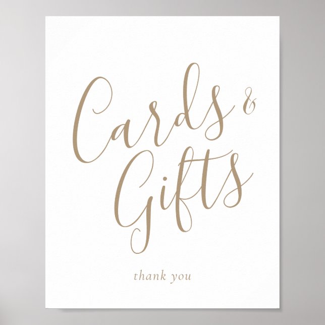 Elegant Gold Calligraphy Cards and Gifts Sign (Front)