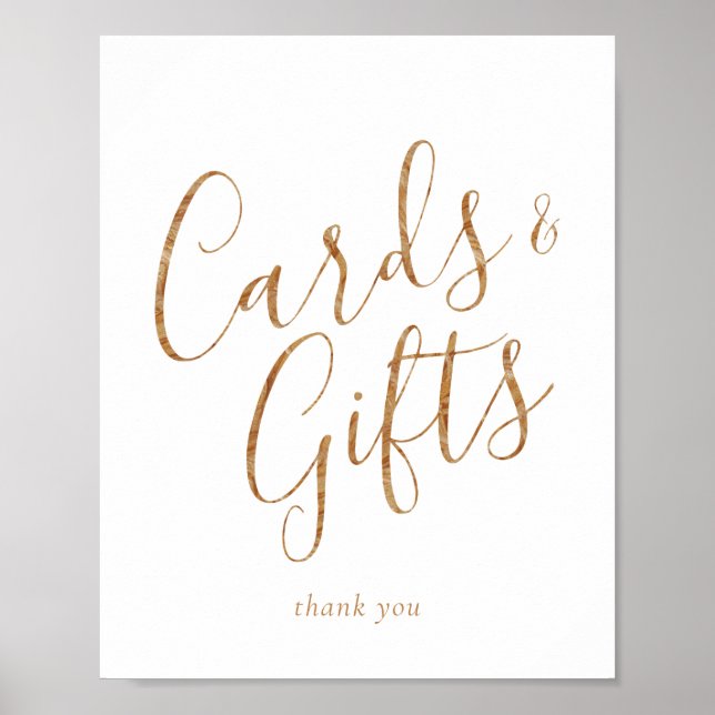 Elegant Gold Calligraphy Cards and Gifts Sign (Front)