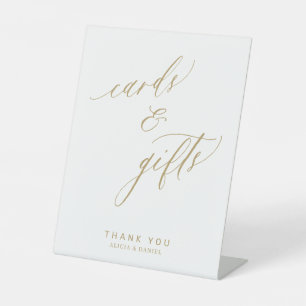Elegant gold calligraphy cards and gifts wedding pedestal sign