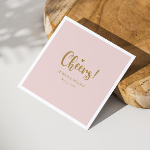 Elegant Gold Calligraphy Cheers Napkins Dusty Rose