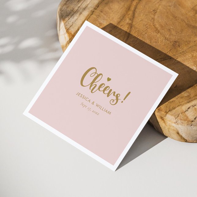 Elegant Gold Calligraphy Cheers Napkins Dusty Rose (Elegant Gold Calligraphy Cheers Napkins Dusty Rose)