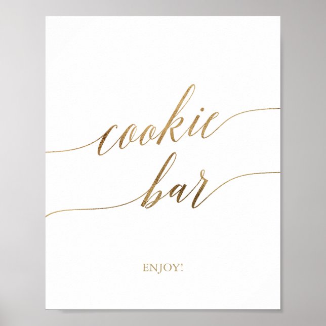 Elegant Gold Calligraphy Cookie Bar Sign (Front)