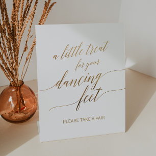 Elegant Gold Calligraphy Dancing Feet Pedestal Sign