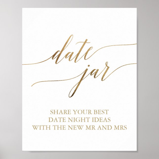 Elegant Gold Calligraphy Date Jar Sign (Front)