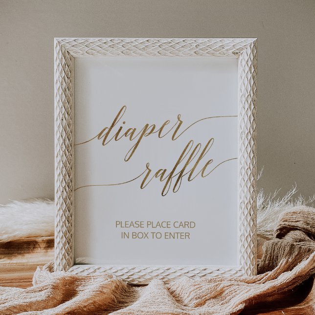 Elegant Gold Calligraphy Diaper Raffle Poster (Creator Uploaded)