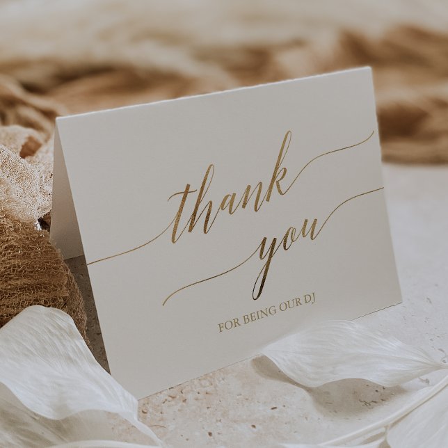 Elegant Gold Calligraphy DJ Thank You Card (Creator Uploaded)
