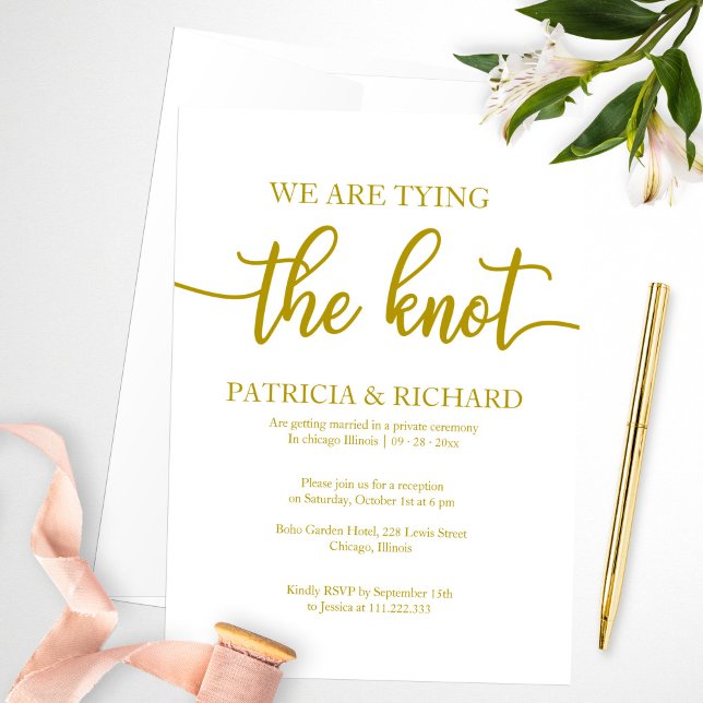 Elegant Gold Calligraphy Elopement Wedding Invitation (Creator Uploaded)