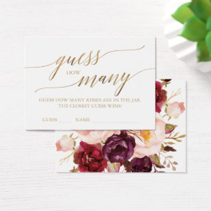 Elegant Gold Calligraphy & Floral How Many Kisses