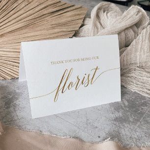 Elegant Gold Calligraphy Florist Thank You Card