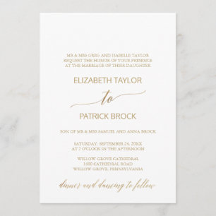 Elegant Gold Calligraphy Formal Wedding Invitation