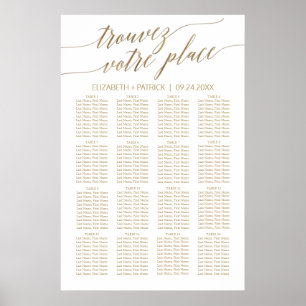Elegant Gold Calligraphy French Seating Chart