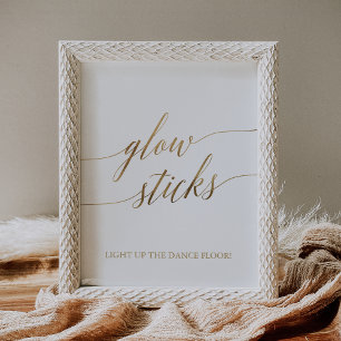 Elegant Gold Calligraphy Glow Sticks Sign