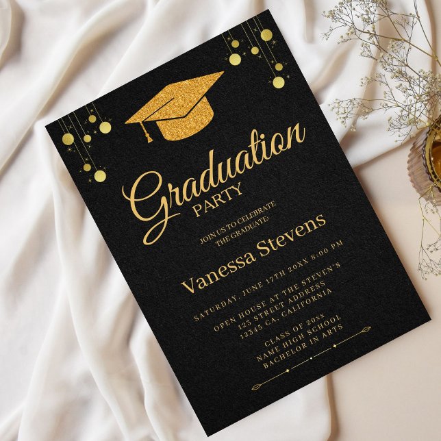 Elegant Gold Calligraphy Graduation Party  Invitation (Creator Uploaded)