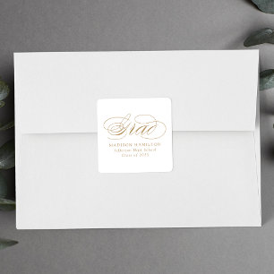 Elegant Gold Calligraphy Graduation Square Sticker
