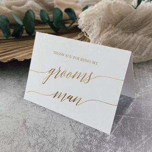 Elegant Gold Calligraphy Groomsman Thank You Card