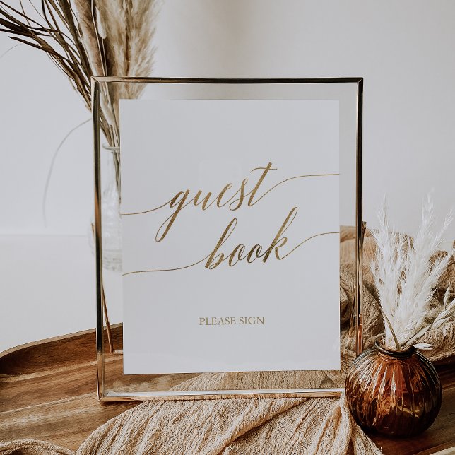 Elegant Gold Calligraphy Guest Book Sign (Creator Uploaded)