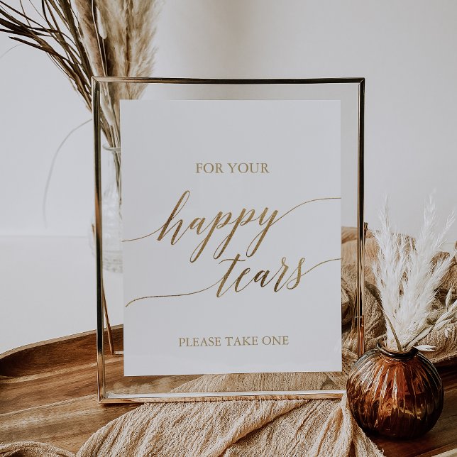 Elegant Gold Calligraphy Happy Tears Tissue Sign (Creator Uploaded)