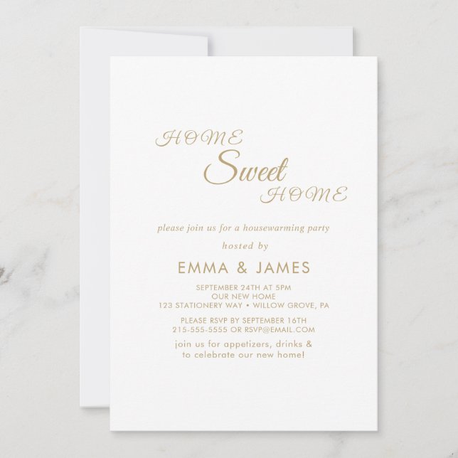 Elegant Gold Calligraphy Housewarming Party  Invitation (Front)