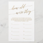 Elegant Gold Calligraphy How Old Were They Game<br><div class="desc">This elegant gold calligraphy "how old were they" game is perfect for a simple bridal shower. The neutral design features a minimalist game card decorated with romantic and whimsical faux gold foil typography. Customise the game with the names of the bride and groom. Please Note: This design does not feature...</div>