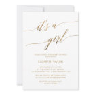 Elegant Gold Calligraphy It's A Girl Baby Shower