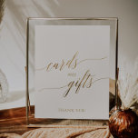 Elegant Gold Calligraphy Ivory Cards & Gifts Sign<br><div class="desc">This elegant gold calligraphy ivory cards and gifts sign is perfect for a simple wedding or bridal shower. The neutral design features a minimalist sign decorated with romantic and whimsical faux gold foil typography. The line of text at the bottom of the sign can be personalised with the date, the...</div>