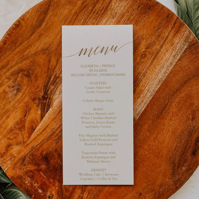 Elegant Gold Calligraphy | Ivory Dinner Menu Card (Creator Uploaded)
